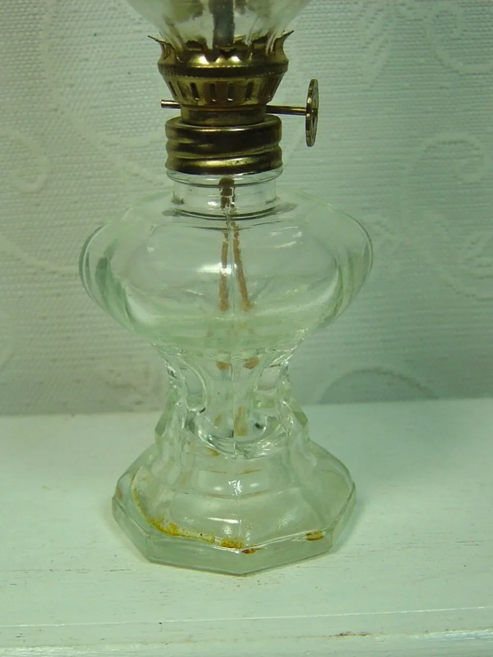 Vintage miniature clear oil lamp-6.5